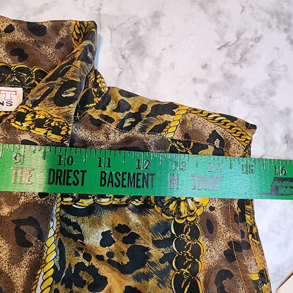 Stunt Collections Vtg Women's Leopard Animal Print‎ Silk Top Blouse Sz Large Nos - Picture 8 of 12